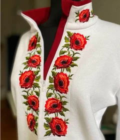 Капюшонки и спортивные кофты с полной запечаткой: Тепла Вишиванка Червоні Маки